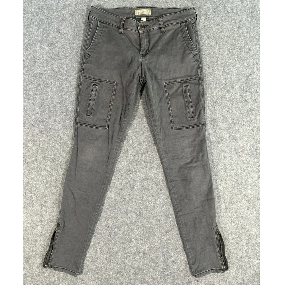 Banana Republic Skinny Fit Cargo Pants 2 Grey Ankle Zip Utility‎